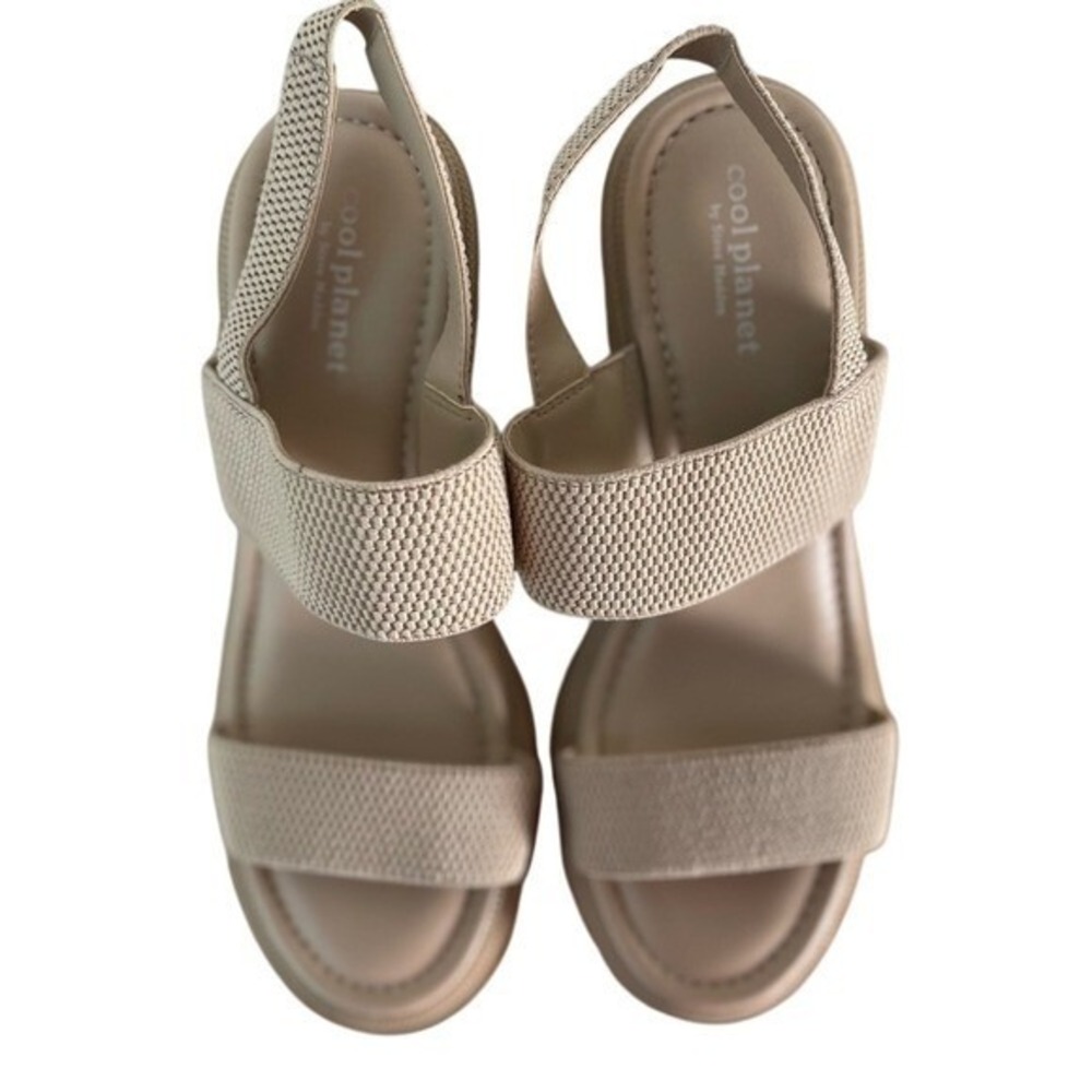 Steve Madden 90s Chunky Mod Neutral Platform Block Heel Dress Sandals Size 10 - Picture 2 of 8
